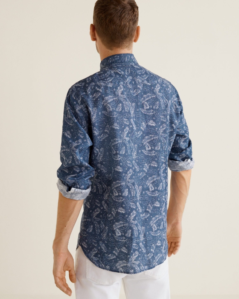 Slim-fit leaf-print linen shirt - Imagen 2